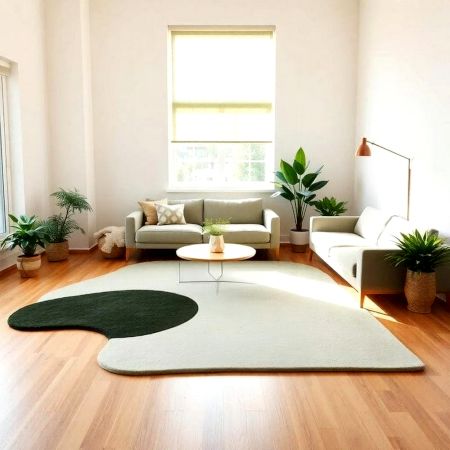 Handcrafted Minimalist Green Accent Contemporary Area Rug