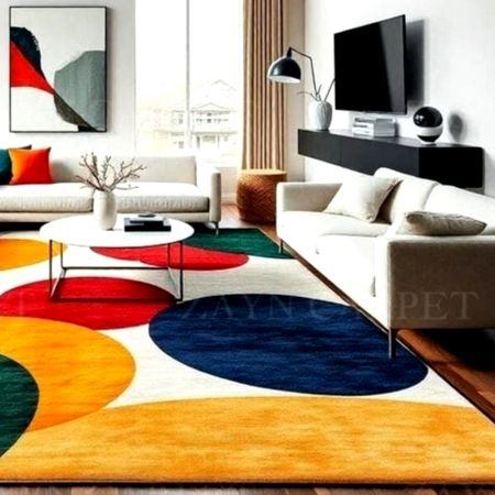 Handcrafted Multicolor Circle Pattern Modern Area Rug