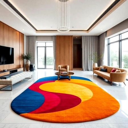 Handmade Round Abstract Multicolor Area Rug