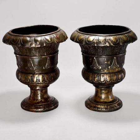 Handcrafted Brass Flower Pot in European Art in Pair