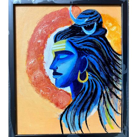 Handmade Lord Shiva Canvas Painting for Home Wall Decor