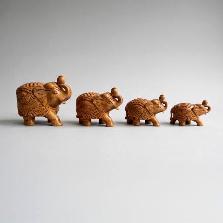 Handcrafted Sheesham Wood Elephant Family Set of 4