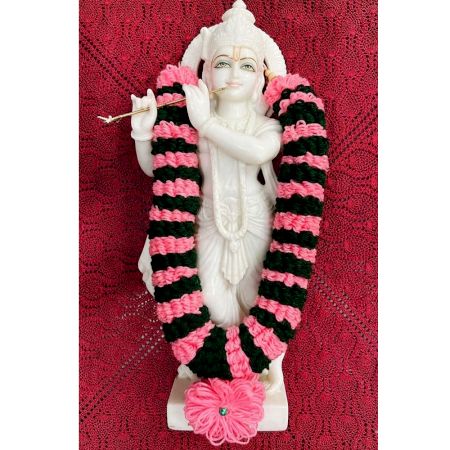 Handcrafted Pink Green Woollen Garland for Festive Decor