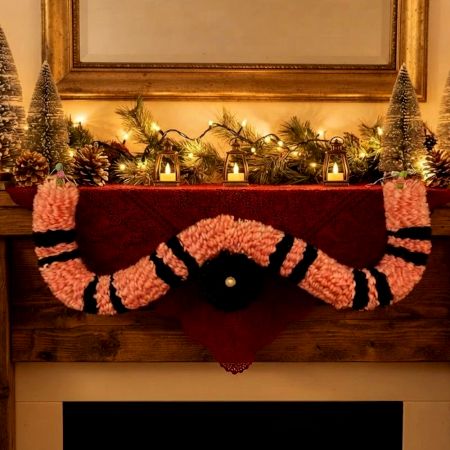 Handcrafted Blush Pink Forest Green Woollen Garland