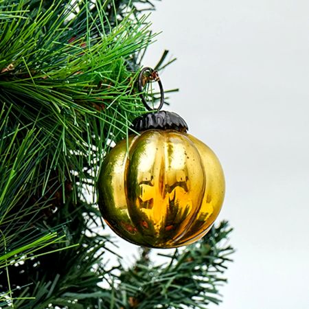 Yellow Ribbed Glass Kugel Christmas Ornament