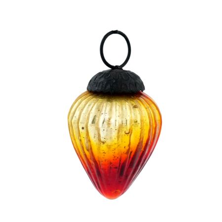Amber Handmade Style Ribbed Glass Christmas Ornament