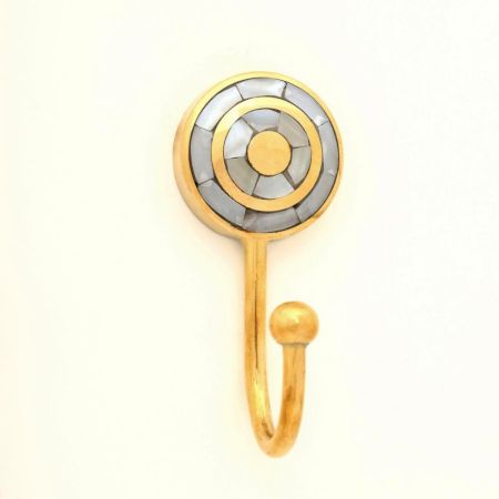 Handmade Brass Mother of Pearl Circular Wall Hook