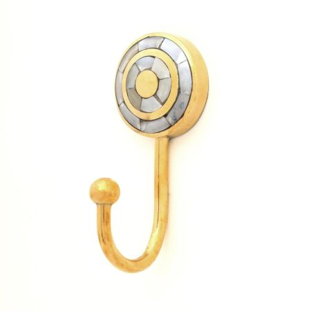 Handmade Brass Mother of Pearl Circular Wall Hook
