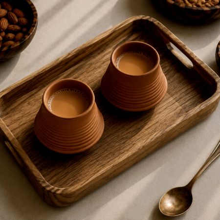 Handcrafted Sahaj Ridged Terracotta Kulhad Set of 2