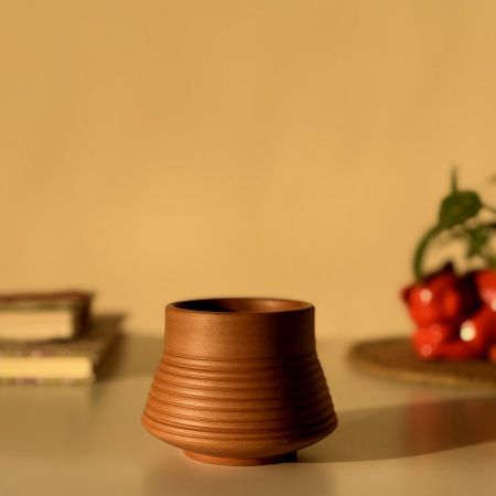 Handcrafted Sahaj Ridged Terracotta Kulhad Set of 2