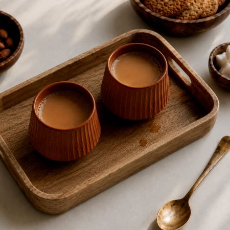 Handcrafted Sthir Ribbed Terracotta Kulhad Set of 2