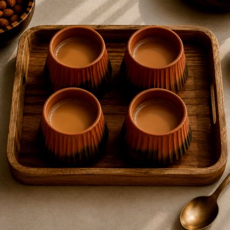 Handcrafted Sthir Ombre Terracotta Kulhad Set of 4
