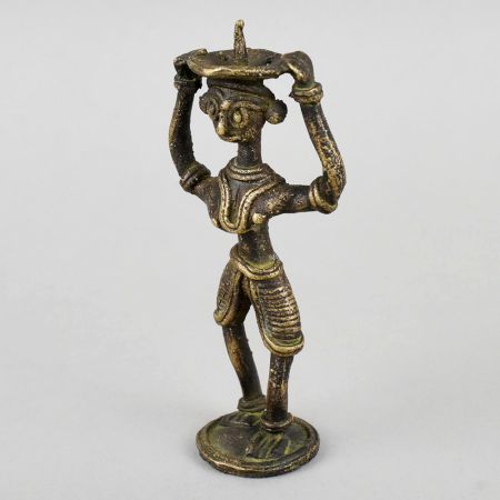 Handcrafted Dhokra Tribal Woman Brass Figurine