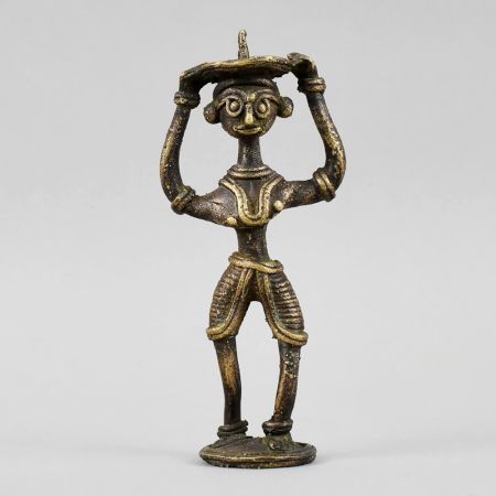 Handcrafted Dhokra Tribal Woman Brass Figurine
