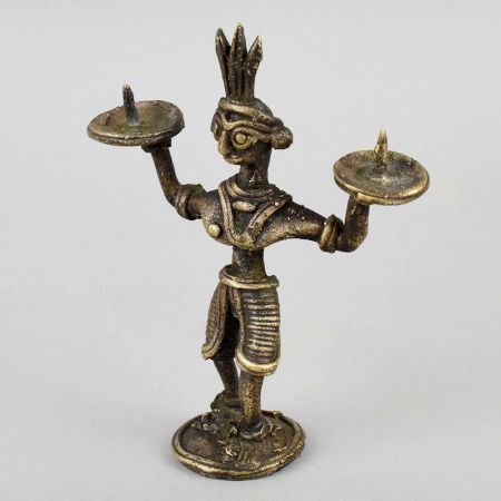 Handcrafted Dhokra Brass Tribal Candle Holder Figurine