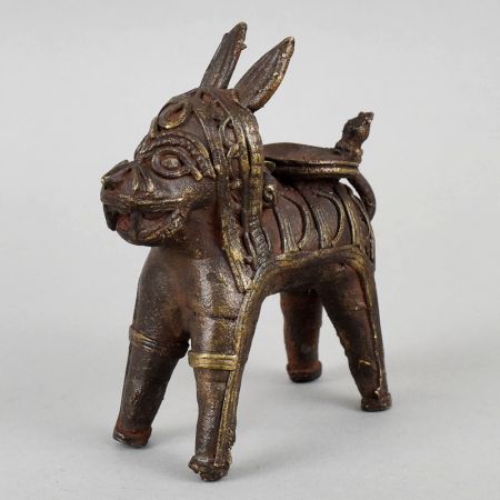 Handcrafted Dhokra Brass Bull Candle Holder Figurine