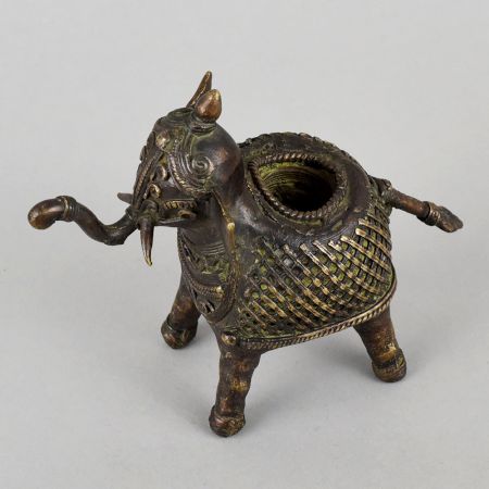 Handcrafted Dhokra Brass Elephant Pen Holder