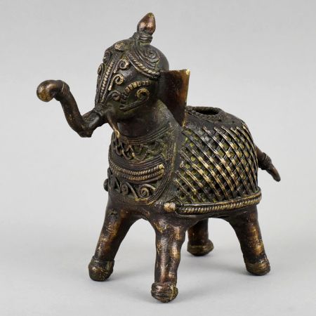 Handcrafted Dhokra Brass Elephant Pen Holder
