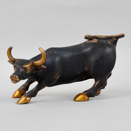 Handcrafted Brass Charging Bull Figurine Sculpture