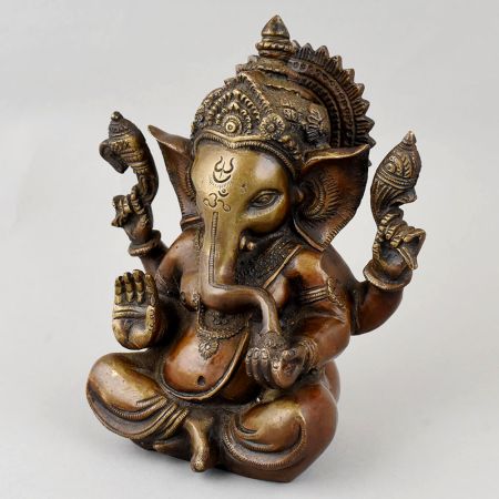 Handcrafted Brass Lord Ganesha Idol for Home Temple