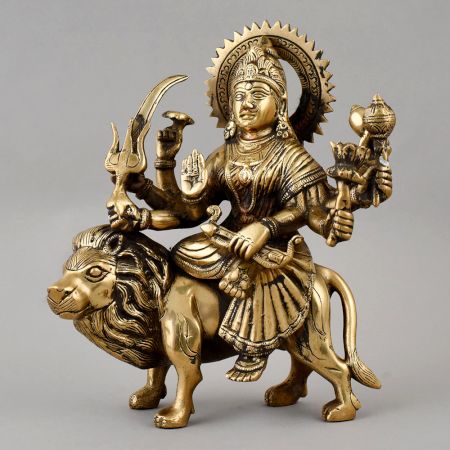 Handcrafted Maa Durga Sherawali Brass Statue