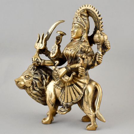 Handcrafted Maa Durga Sherawali Brass Statue