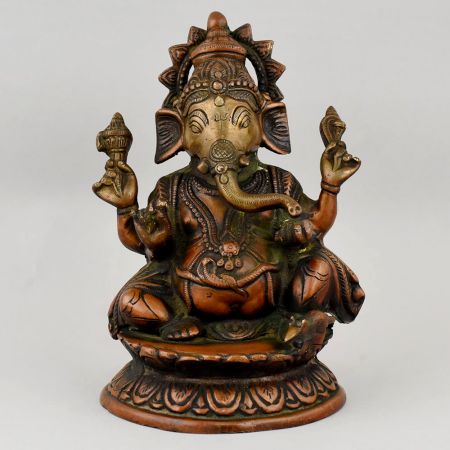 Handcrafted Vighnaharta Ganesh Brass Idol with Mushak Ji