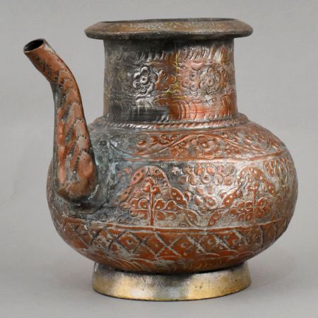 Handcrafted Copper Ganga Jali with Traditional Floral Nakashi