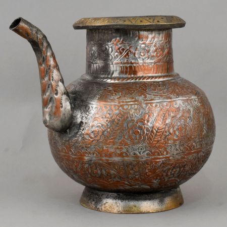 Handcrafted Copper Ganga Jali with Floral Nakashi Design