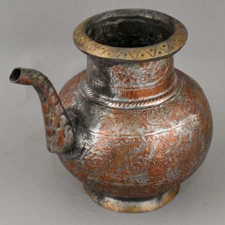 Handcrafted Copper Ganga Jali with Floral Nakashi Design