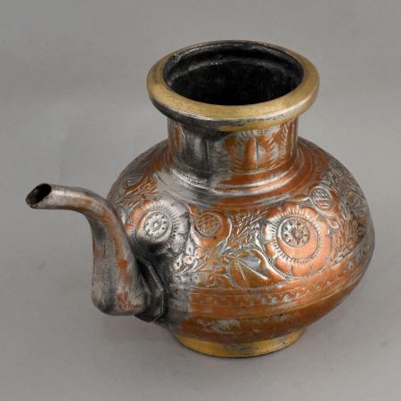 Copper Ganga Jali with Long Spout & Floral Nakashi