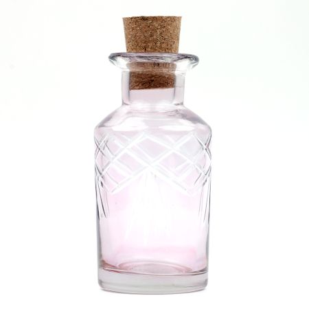 Handmade Light Pink Decorative Glass Bottle with Natural Cork Stopper