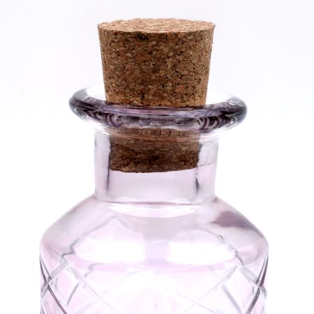 Handmade Light Pink Decorative Glass Bottle with Natural Cork Stopper