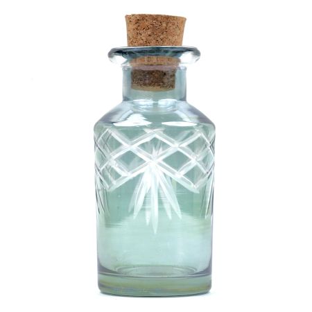Light Green Handmade Decorative Glass Bottle with Natural Cork Stopper