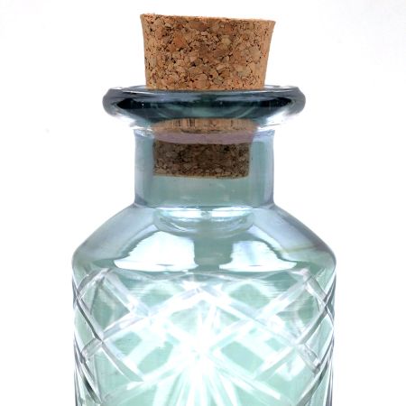 Light Green Handmade Decorative Glass Bottle with Natural Cork Stopper