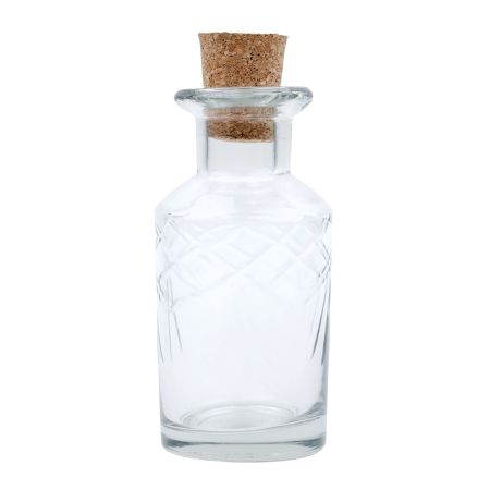 Clear Handmade Decorative Glass Bottle with Natural Cork Stopper