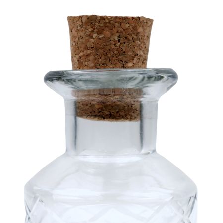 Clear Handmade Decorative Glass Bottle with Natural Cork Stopper