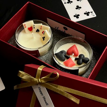Teen Patti Twin Glass Jar Candle Set of 2
