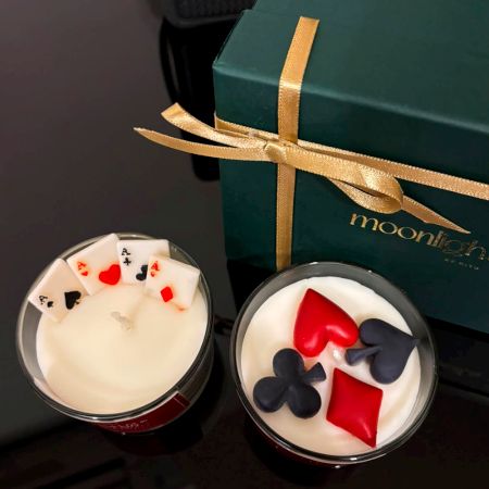 Teen Patti Twin Glass Jar Candle Set of 2