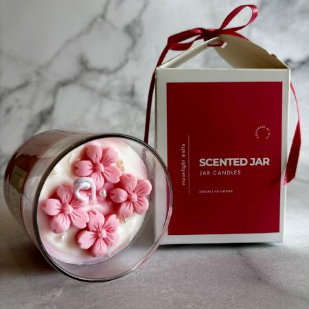 Blush Petals Cherry Blossom Soy Wax Glass Jar Candle