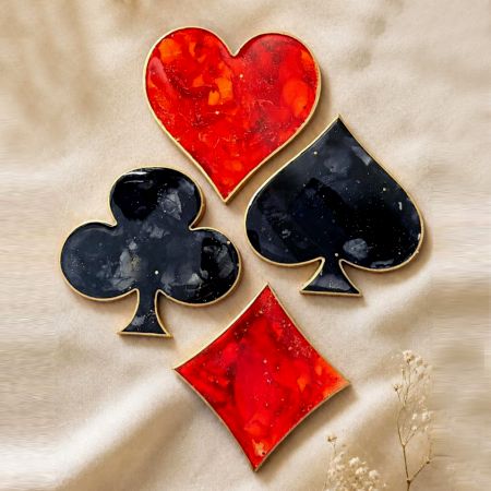 Diwali Poker Alcohol Ink Epoxy Resin Coaster Set of 4