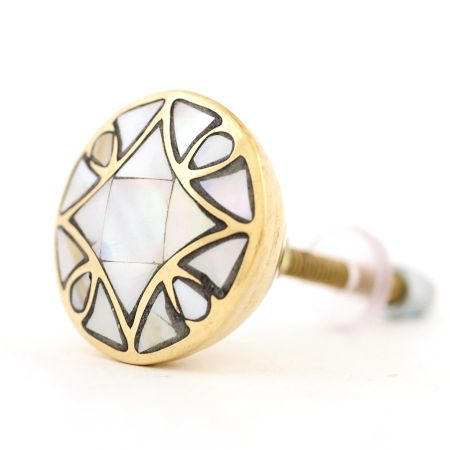 Gold Handmade Mother of Pearl Brass Cabinet Knob
