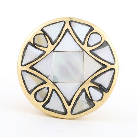 6 Pieces Gold Handmade Mother of Pearl Brass Cabinet Knob