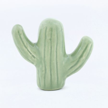 Handmade Green Ceramic Cactus Cabinet Knob