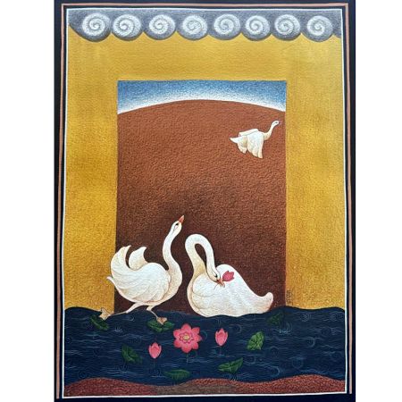 Love Affair Swan Water Colour Painting on Paper