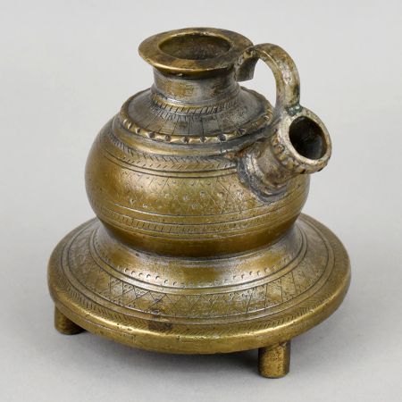 Brass Ganga Jali with Side Spout and Engraved Base