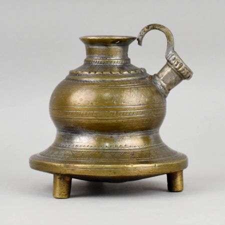 Brass Ganga Jali with Side Spout and Engraved Base