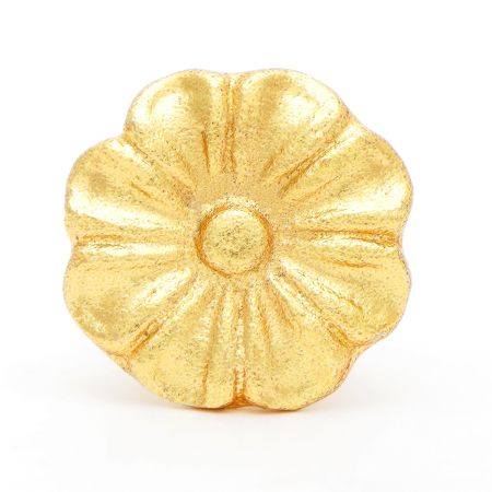 Handmade Golden Iron Floral Cabinet Knob with Sculpted Rosette Design