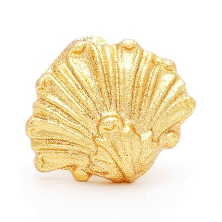Handmade Golden Iron Peacock Drawer Knob with Sculpted Feather Design
