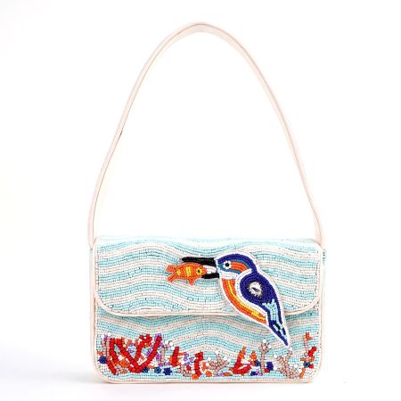 Handmade Beaded Kingfisher Fish Shoulder Bag